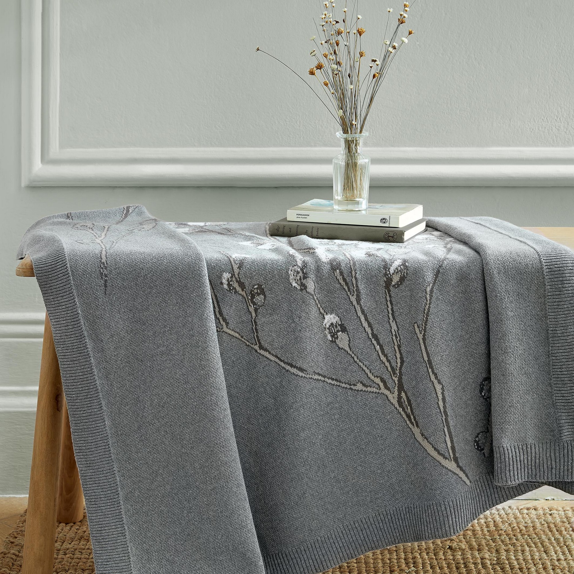 Pussy Willow Blanket By Laura Ashley In Steel Grey